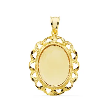 

Pendant 18k gold sheet fence oval openwork 32mm. [AB4793]