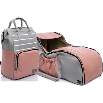 

U.S.F Carrycot Main Lap Stroller Baby Carriage + Mother Baby Care Bag Set Stripe Light Gray-Pink