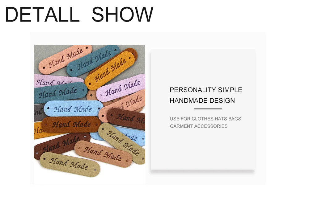 Description Picture 4 of itemHand Made Labels 45x13MM Handmade Leather Label For Clothes Sewing Crafts Handmade Tags For Knitting Garment Accessories 20Pcs