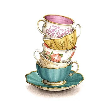 

Аж-1437 painting with rhinestones 'collection of chashek' 30*40 cm