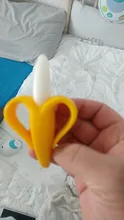 Mordedor de bebé seguro sin BPA, anillo de dentición de plátano, de silicona, para masticar, cuidado Dental, cepillo de dientes, cuentas de regalo para lactantes