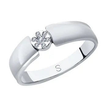 

Sokolov ring in white gold with diamonds, fashion jewelry, 585, women's male