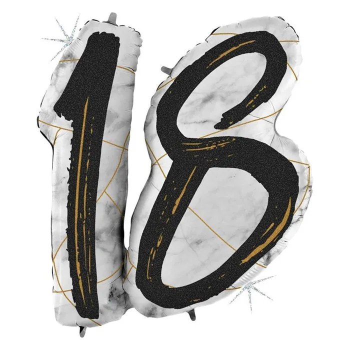 Balloon foil 38 &quotfigure 18&quot marble black color | Дом и сад