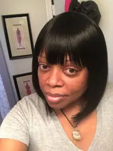 Pelucas de Bob corto liso LOVE ME para mujeres negras, peluca con malla frontal colorida, pelo sintético, fibra resistente al calor, Cosplay