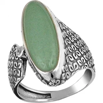 

Esthete ring with cubic zirconia and Jasper in black silver