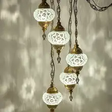 Турецкая мозаичная люстра с 5 шариками белого цвета ручной работы, Напольная Лампа с мозаикой, Турецкая лампа