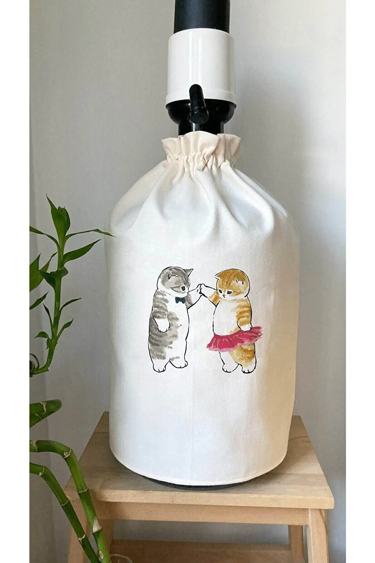 Stable Style Design Black Cream Linen Carboy Cover with Shirring Apparatus Carboy Cover Kitchen Design Water Storage C