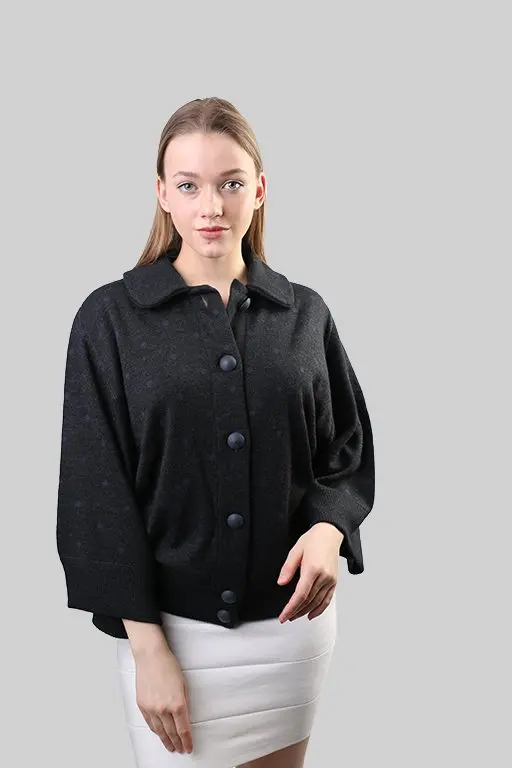 ^Cheap Ghada Bike Collar Women Winter 100 Wool Cardigan 52-2181