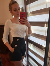 Women Shorts TWOTWINSTYLE Elegant High-Waist Fashion Color Patchwork Hit Loose for Female