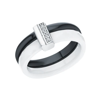 

Silver ring with ceramics and cubic zirconia sunlight sample 925