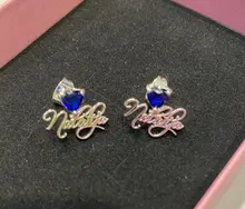 DOREMI-pendientes de circonia con nombre personalizado para mujer, aretes con circonita, corazón, 3A, nombre personalizado, placa con nombre personalizado