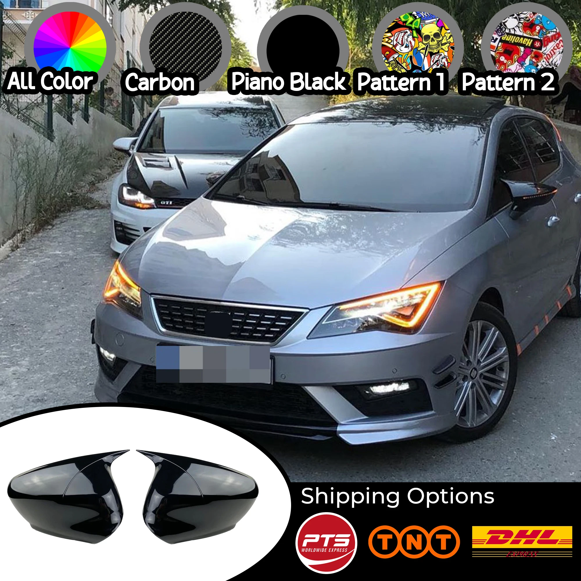Зеркальный чехол для SEAT IBIZA MK5 аксессуар яркая черная летучая мышь с Бэтменом