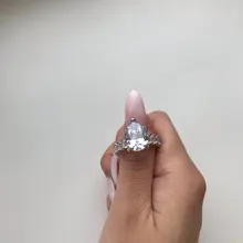 Huitan-anillo de compromiso con forma de pera grande para mujer, sortija de compromiso cuadrada de CZ, joya de la mejor propuesta, joyería