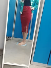 Falda ceñida para mujer, falda elástica con abertura, media pantorrilla, ajustada, de punto, Otoño e Invierno