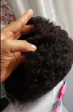 Corte Pixie-Peluca de cabello humano Afro rizado, hecha a máquina, corta, brasileña, Remy