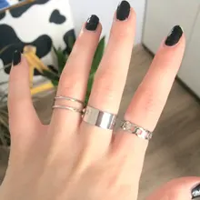 Conjunto de anillos circulares Punk para mujer, Hiphop/Rock, accesorios de dedo con índice de apertura, hebilla, anillo de cola de junta, joyería