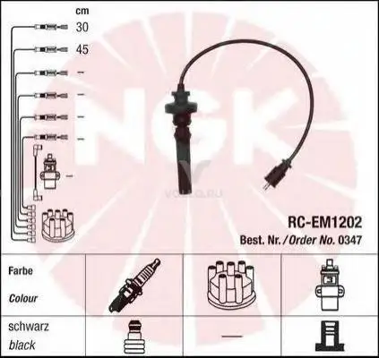 NGK 0347 Провода в/в MITSUBISHI CARISMA/GALANT/COLT RC-EM1202