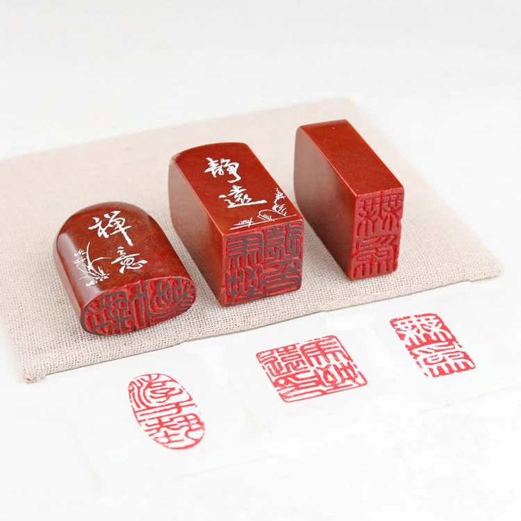 chinesa, conjunto de selos esculpidos à mão
