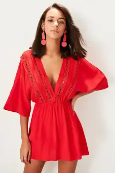 

Trendyol Strip Accessorized Viscose Beach Dress TBESS19BB0331