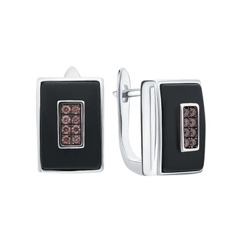 

Silver earrings with ceramics and cubic zirconium sunlight