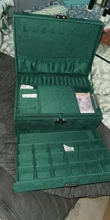 WE New-estuche de 3 capas con broche verde para mujer, organizador de joyería, anillo grande, collar, soporte de maquillaje, caja de joyería de terciopelo con cerradura
