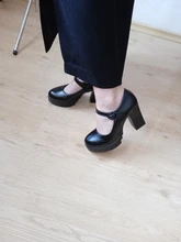 Zapatos de tacón alto cuadrados para mujer, plataforma con hebilla en la boca, zapatos de punta redonda, para primavera y verano