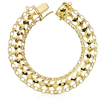 

Bracelet 18k gold princess 19.5cm. Openwork width 13mm. Closure tab