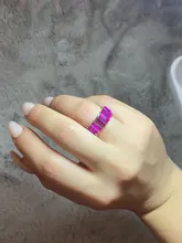 Anillos blancos de cristal de arcoíris bohemios para mujer, Baguette brillante de moda, Circonia cúbica, anillo de piedra, joyería para fiesta y boda