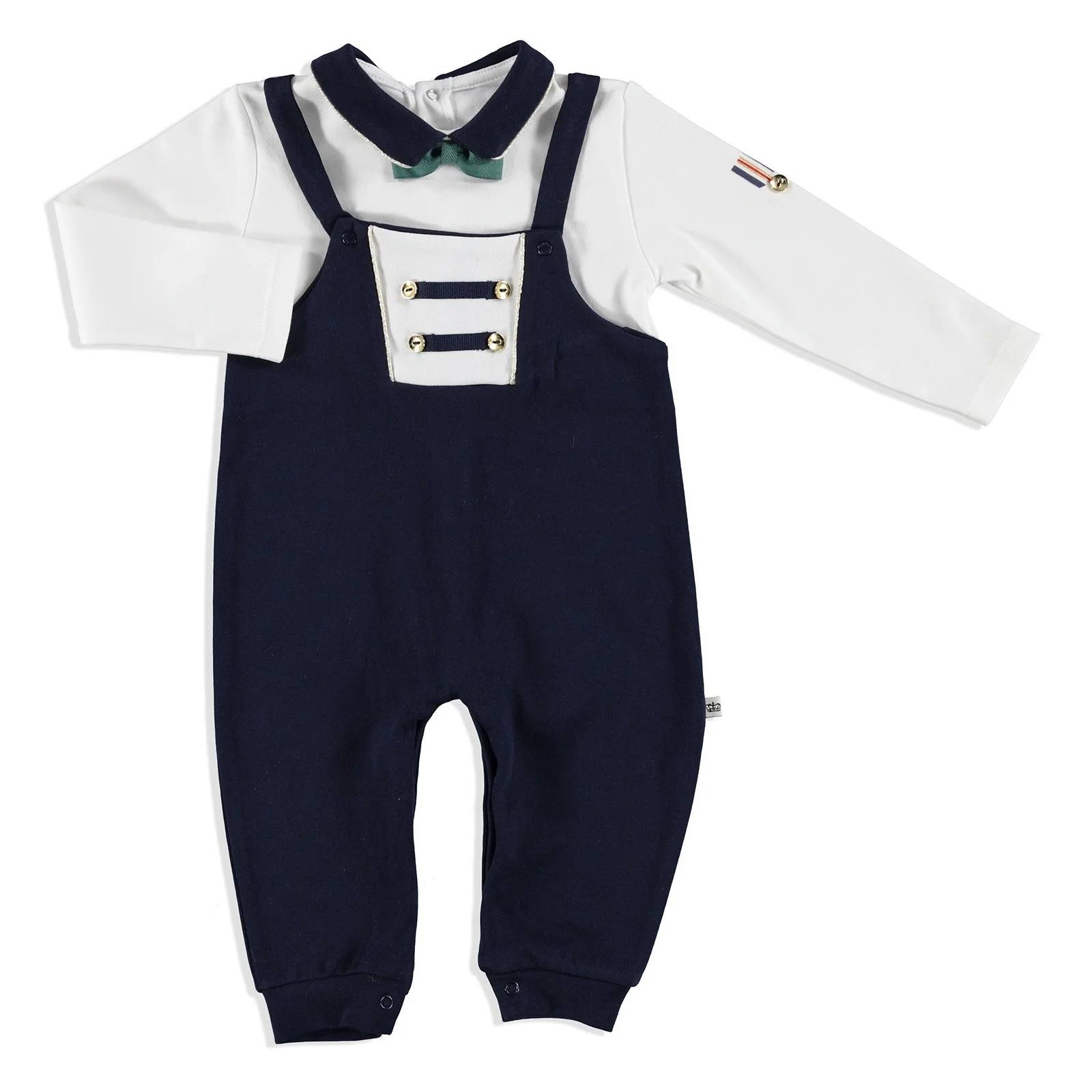 

ebebek Mymio Crested Interlock Baby Polo Neck Bow Footless Romper