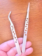 Pinzas electrónicas industriales antiestáticas ESD, Punta rectas y curvadas, pinzas de acero inoxidable de precisión, herramienta manual de reparación para teléfono SMD