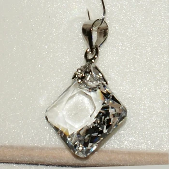 

Necklace with real Swarovski crystal silver chain with clear like diamond crystal pendant made in Russia AV Jewelry
