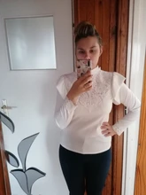 Shirts Simplee Ruffle Khaki Top Knitted-Top Flower Long-Sleeve Winter Fashion New Solid