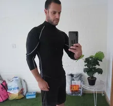 Ropa Deportiva de manga larga para hombre, camisa de compresión con cuello levantado para gimnasio y ciclismo