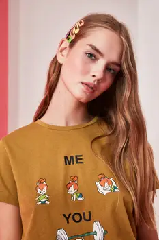 

Trendyol Flintstones Licensed Printed Basic Knitted T-Shirt TWOAW21TS0056