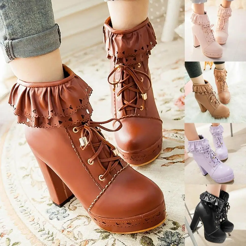 

Solid Women's Winter Super High Heel Boots With 3 cm Waterproof Platform Indoor&Outdoor Flat Ankle Knitting Wools Warm Boots