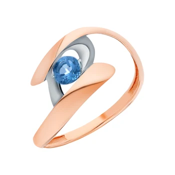 

Gold ring with Topaz synthetic sunlight sample 585