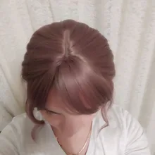 AISI QUEENS corto marrón peluca pelucas sintéticas con flequillo para las mujeres púrpura de la onda de agua Natural Bob pelucas resistente al calor falso pelo