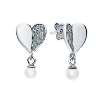 

Silver earrings with pearls imitation and cubic zirconia sunlight sample 925