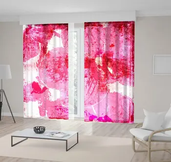 

Curtain Orchid Flowers Floral Patterns Retro Distressed Grunge Style Artwork Printed Pink White