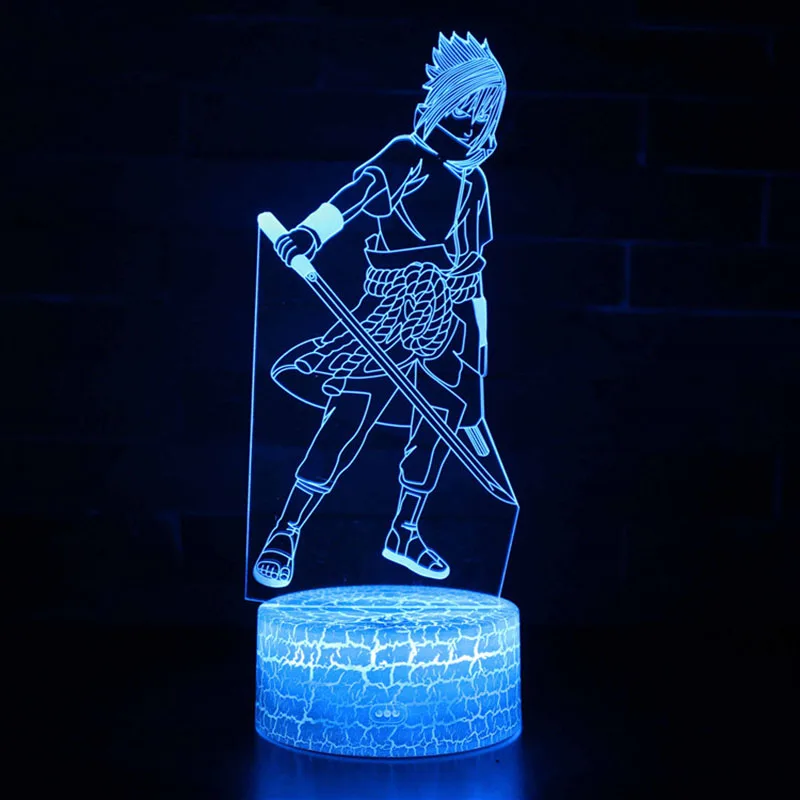 Аниме Наруто тема 3D Настольная лампа с дистанционным управлением для спальни декоративный светильник Наруто Саске Какаши модель Ночной