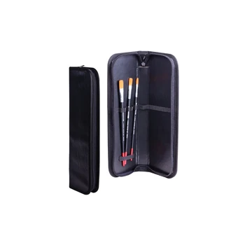 

Pencil Case for brushes with zipper black leatherette 270*90