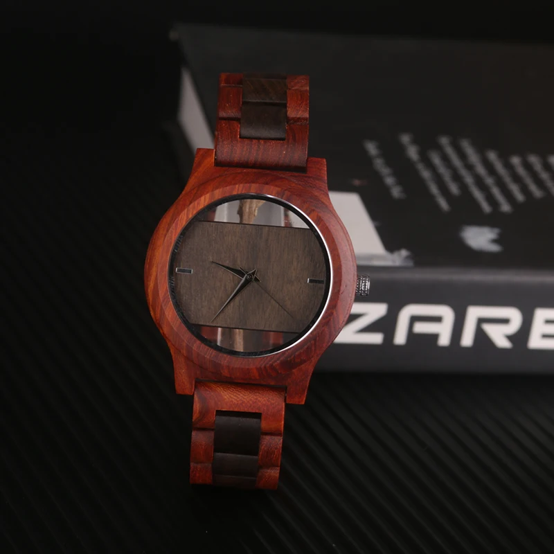 

Men's Hollow Quartz Wood Watch Top Brand skeleton Luxury Watches Fashion Vintage Military Elegant Wooden Wristwatch For Men