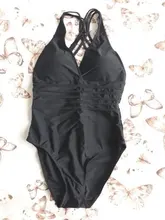 Bañador grande de una pieza con espalda abierta para mujer, traje de baño Retro de alta calidad con escote en V profundo, Color sólido, ropa de playa, Bikini