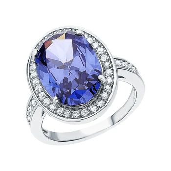 

Silver ring with cubic zirconia and tanzanites synthetic sunlight sample 925