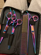 7 pulgadas tijeras de peluquería canina de acero inoxidable peine adelgazamiento gatos domésticos Barber tijeras de peluquería canina Kit para perros el corte de pelo
