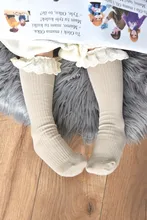 Calcetines de hasta la rodilla para bebé y niña, calcetines para infantes, calentador de piernas, algodón sólido, bonitos, para 0-8 años