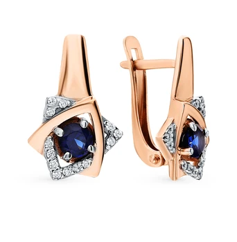 

Silver earrings with sapphires and cubic zirconia sunlight sample 925