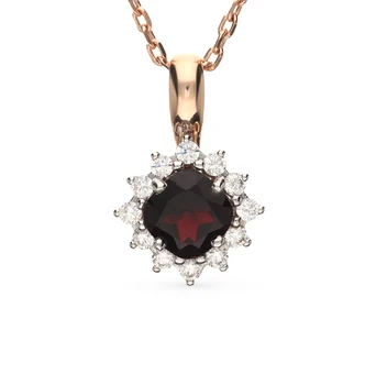 

Gold pendant with cubic zirconia and Garnet sunlight sample 585