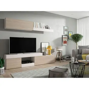 

Mueble de salón completo, color blanco y sable, muebles de TV, apilables ref-176
