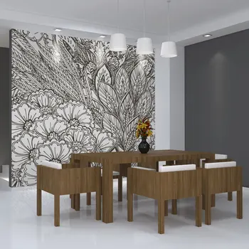 

Wall mural-lawn (black & white)-250x193 cm